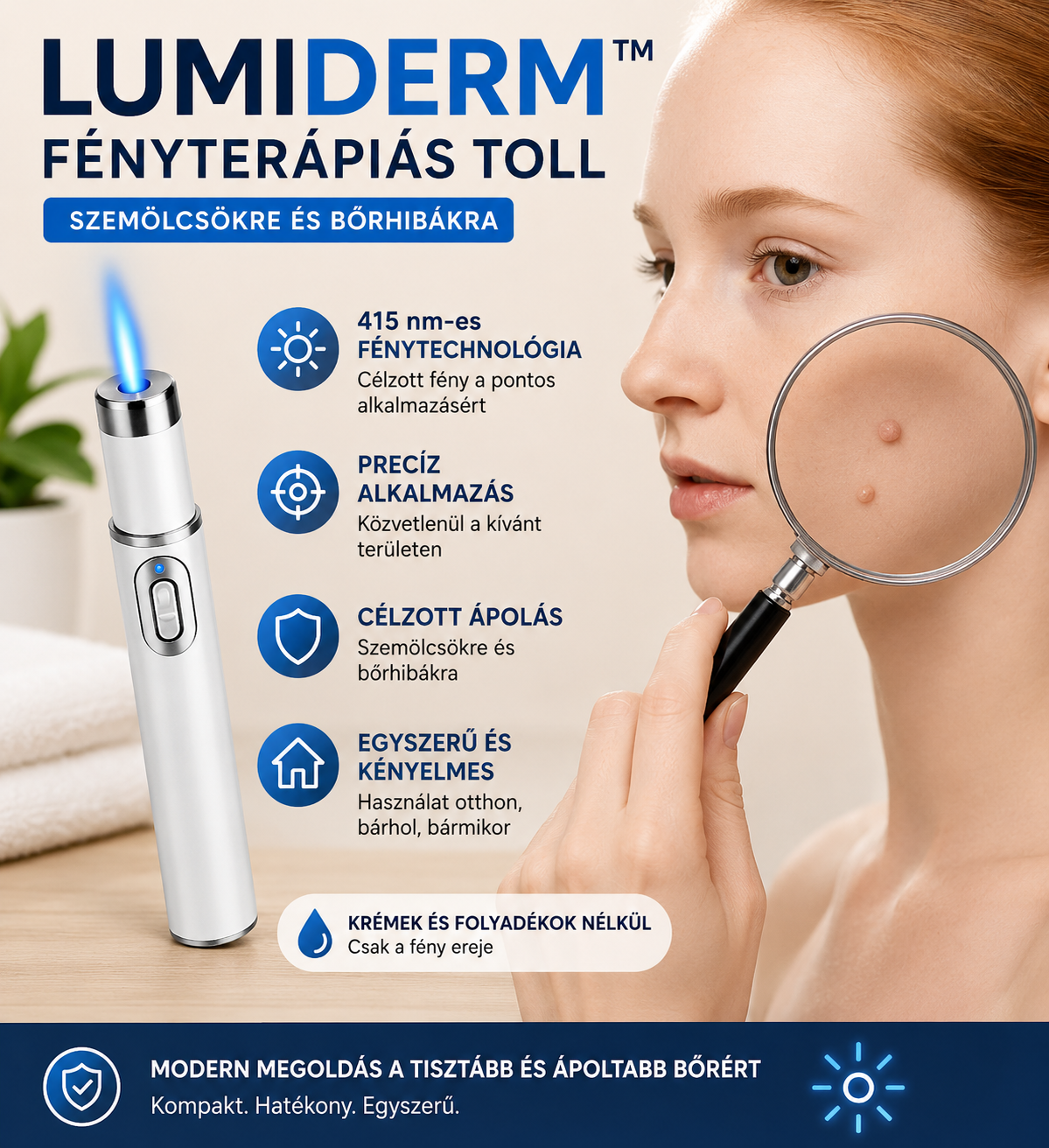 LumiDerm™ – Fényterápiás Toll Szemölcsökre