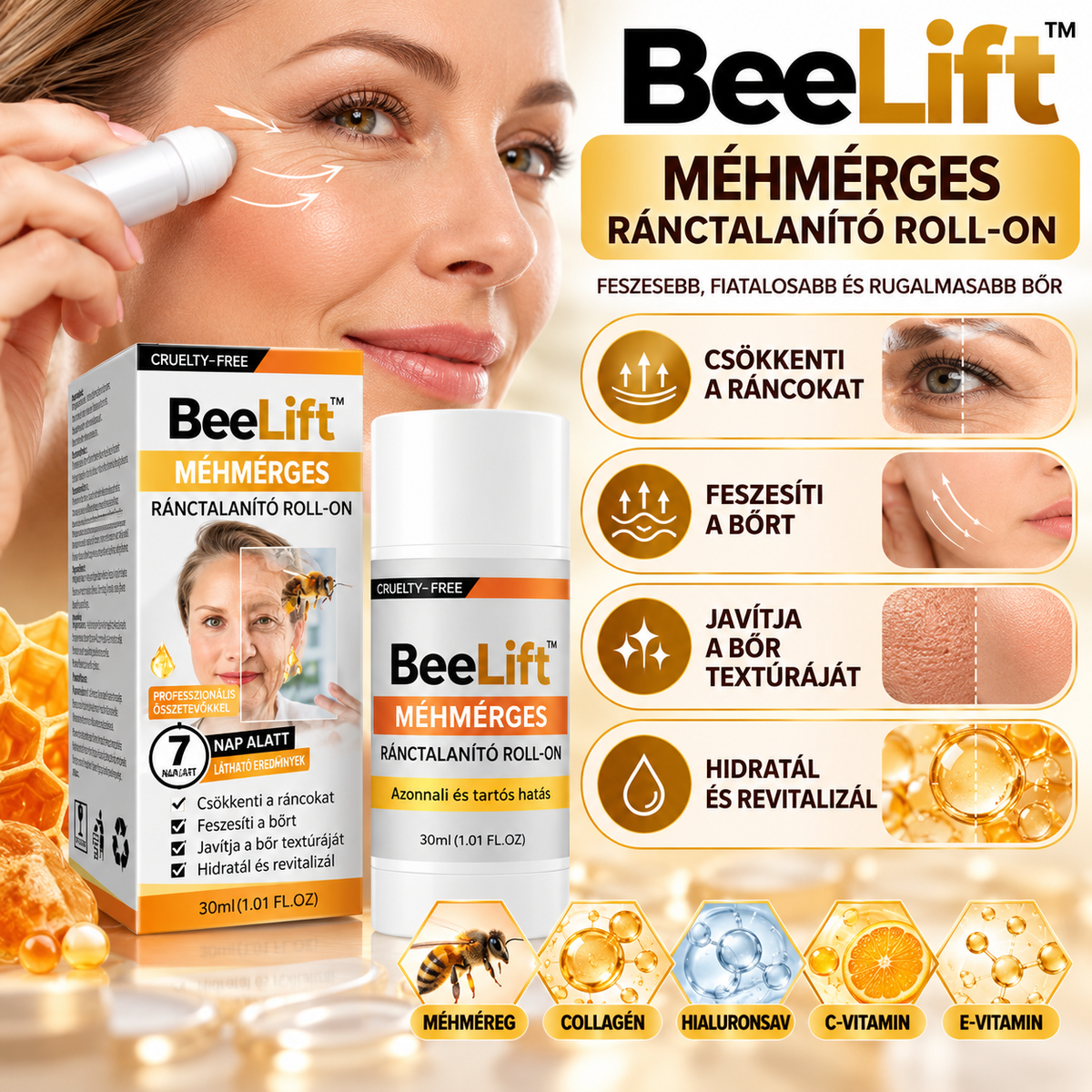 🐝 BeeLift™ – Méhmérges ránctalanító roll-on