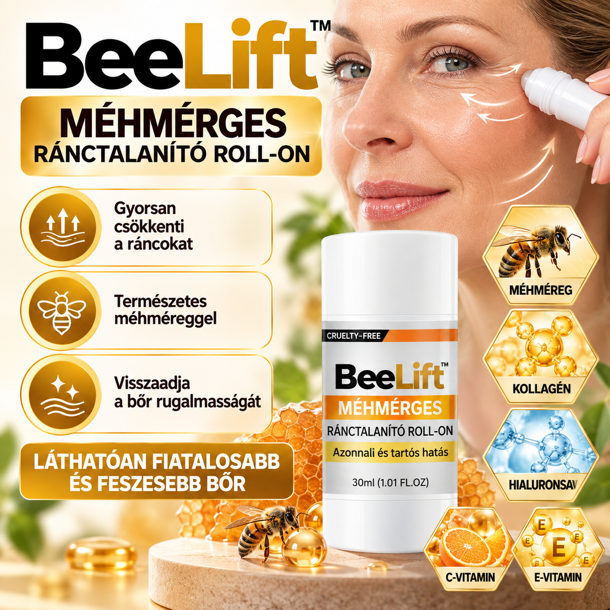 🐝 BeeLift™ – Méhmérges ránctalanító roll-on
