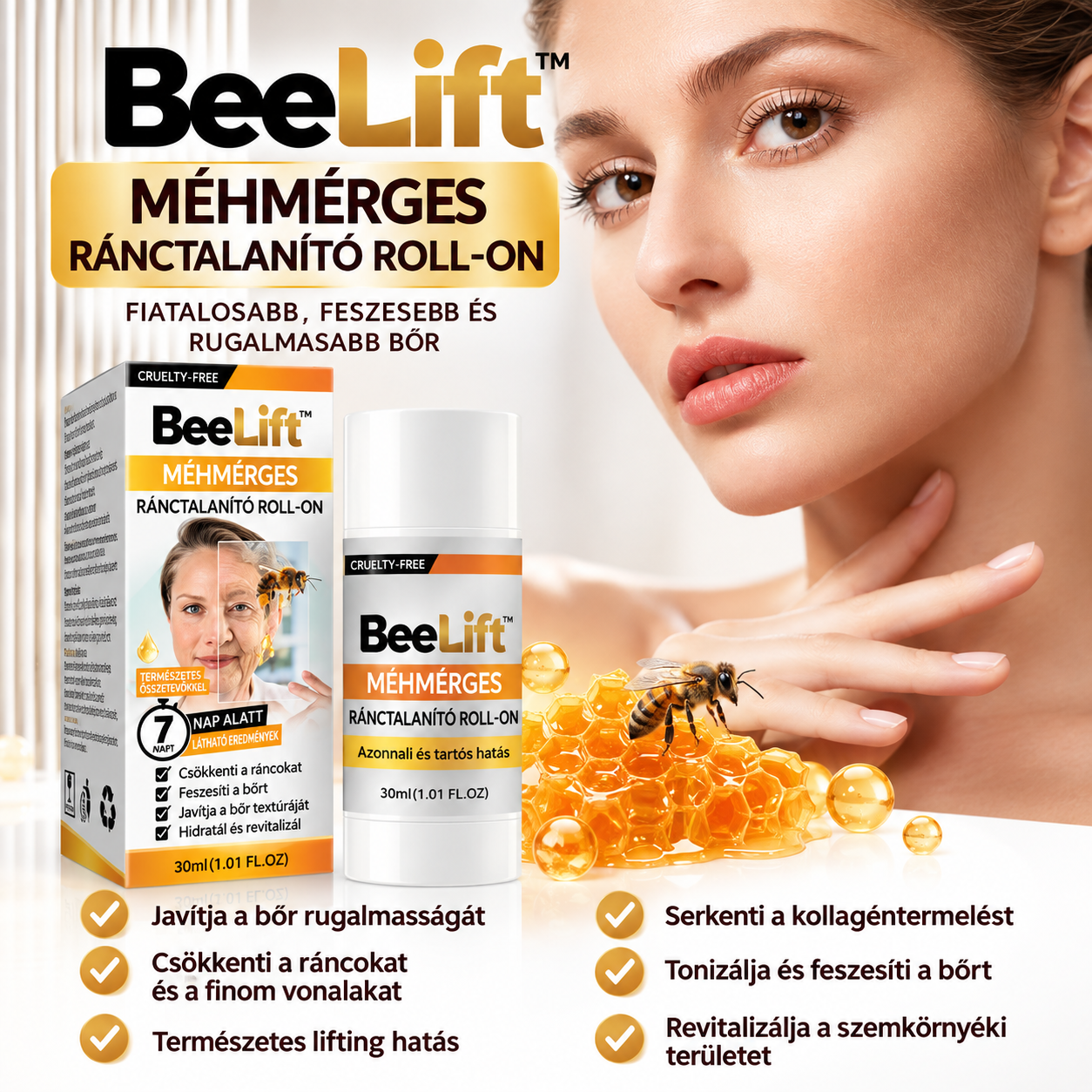 🐝 BeeLift™ – Méhmérges ránctalanító roll-on